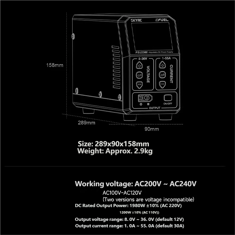 SKYRC PSU2000 1980W Adjustable - đánh giá và giá Drone Charger